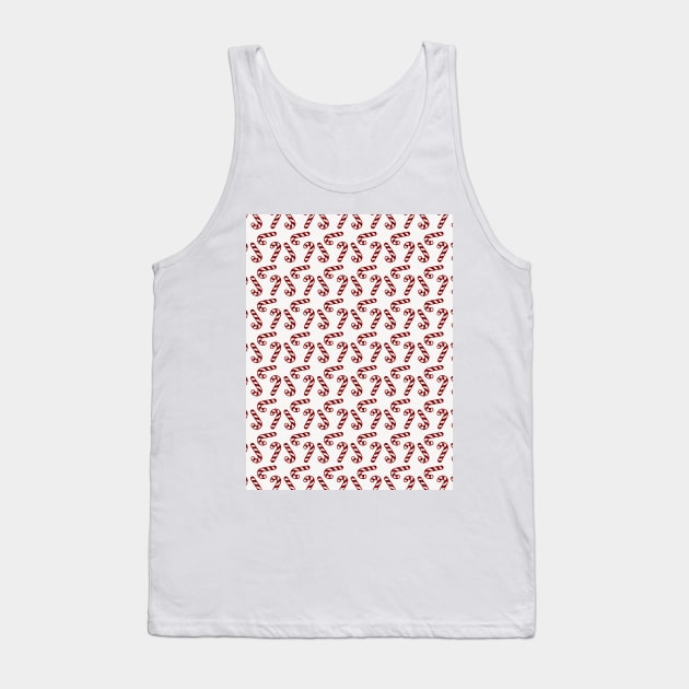 Dark Christmas Candy Apple Red Candy Canes on White Tank Top by podartist